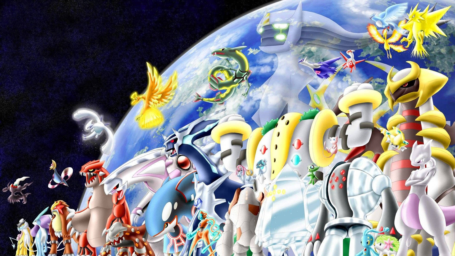Dialga, legendary pokemon, glowing blue planet, Full HD Desktop Wallpaper