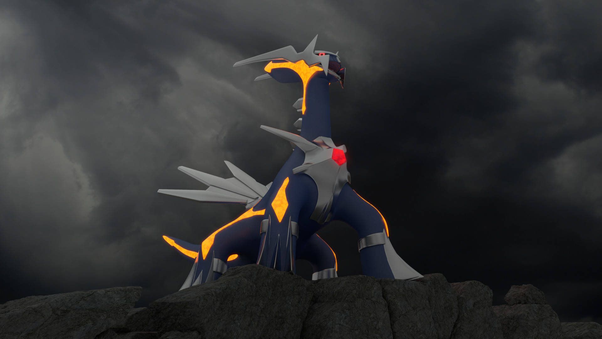 Dialga, blue, yellow, Full HD Desktop Wallpaper