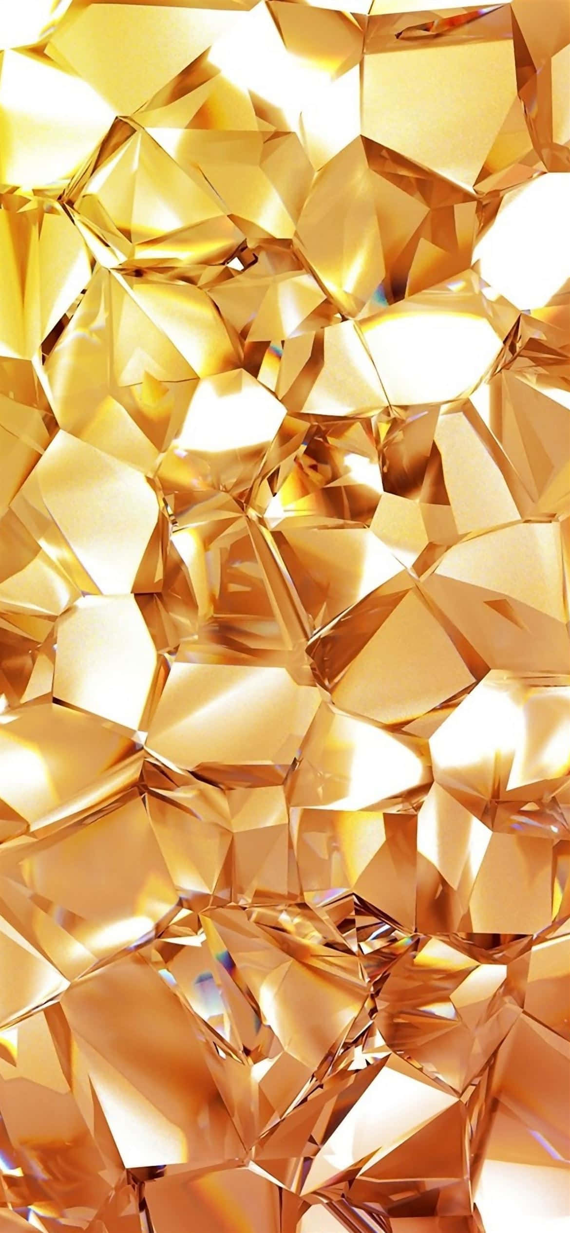 Gold Diamond Aesthetic, golden abstract pattern, faceted crystalline shards, Full HD Phone Wallpaper