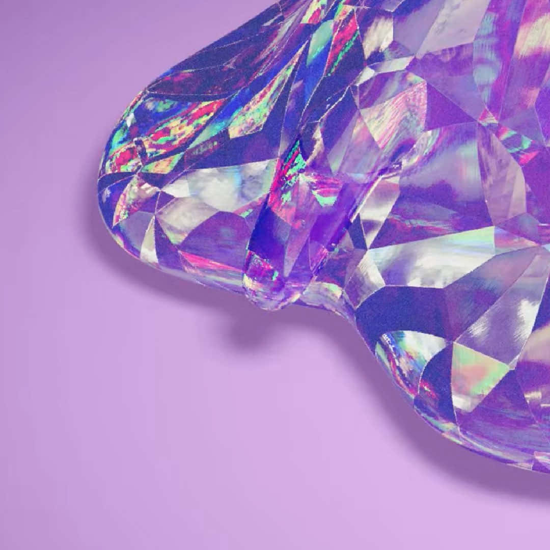Diamond Aesthetic, holographic heart-shaped object, iridescent rainbow hues, SD Desktop Wallpaper