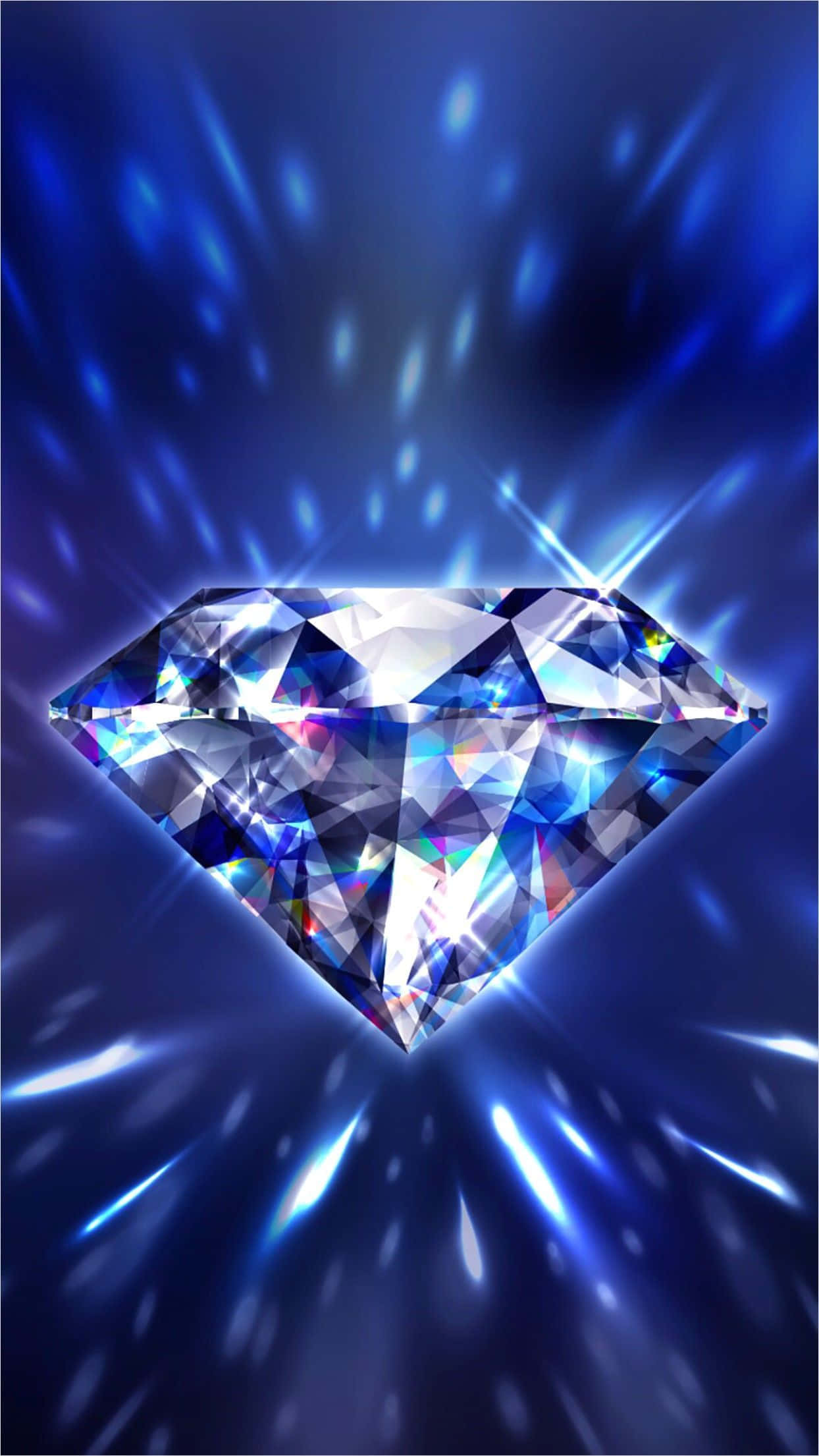 Twinkling Blue Diamond Aesthetic, blue diamond, prismatic light, Full HD Phone Wallpaper