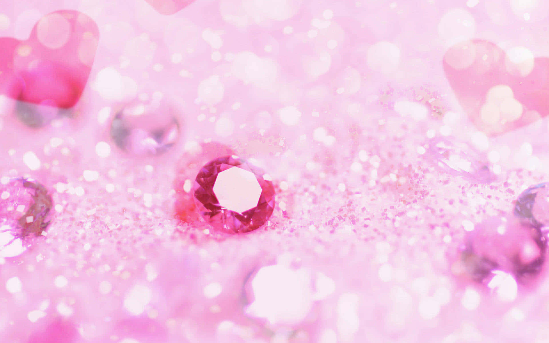 diamond aesthetic, sparkling pink glitter, faceted gemstones, Full HD Desktop Wallpaper