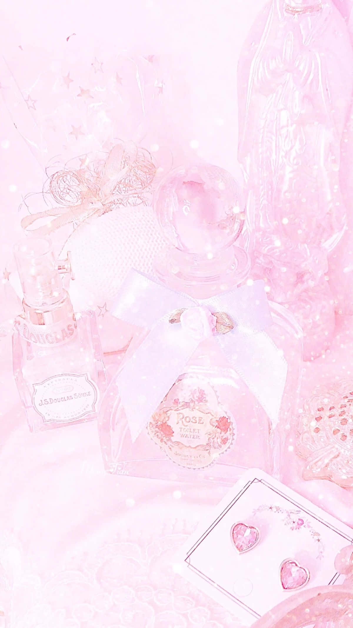Diamond Aesthetic, pastel pink, heart-shaped earrings, Full HD Phone Wallpaper