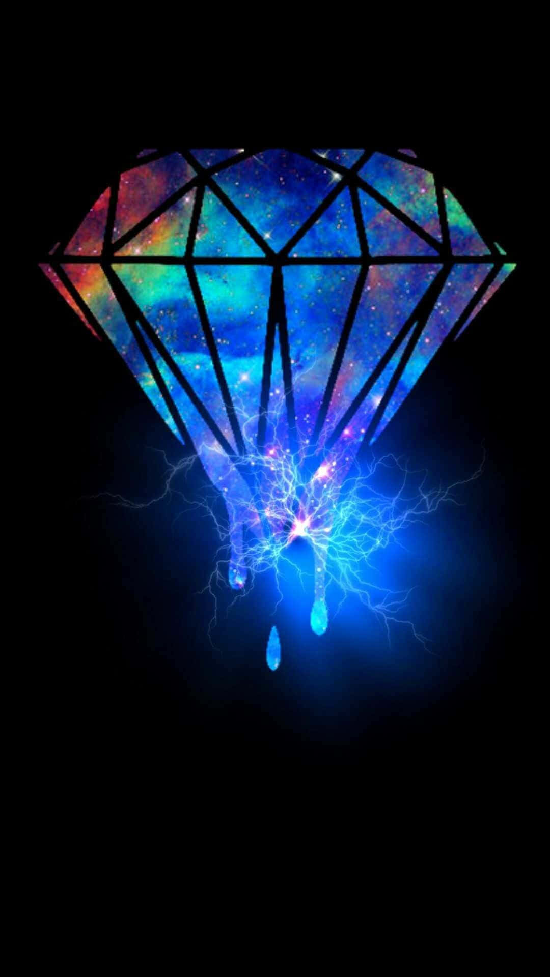 Diamond Aesthetic, cosmic nebulae, electric blue lightning bolts, Full HD Phone Wallpaper