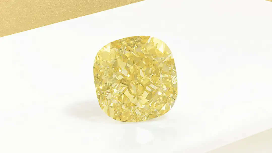 yellow cushion-cut diamond, white and gold background, radiant, SD Desktop Wallpaper