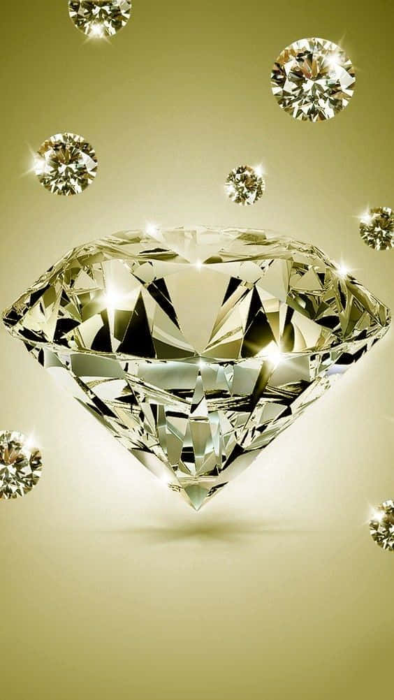 Yellow Diamond, Diamond, Golden background, SD Phone Wallpaper