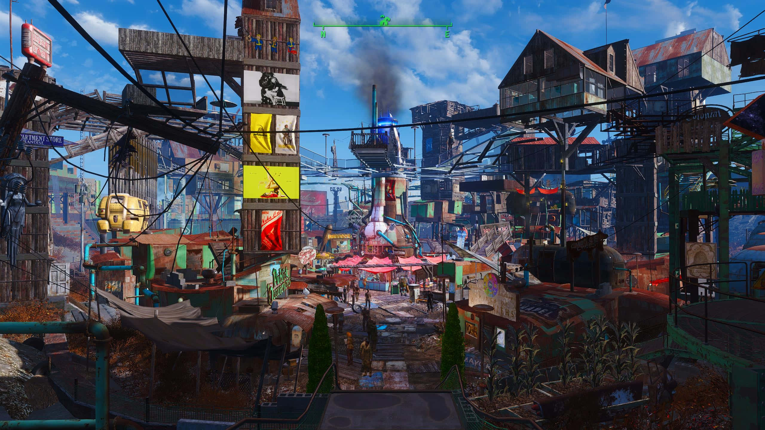 Diamond City, skyline, colorful buildings, 2K Desktop Wallpaper