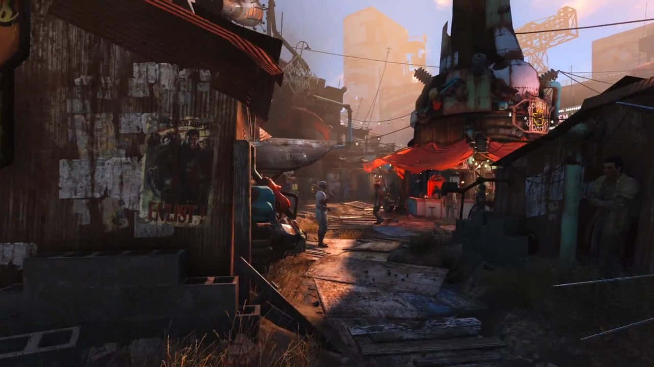 Diamond City, twilight, sunset, HD Desktop Wallpaper