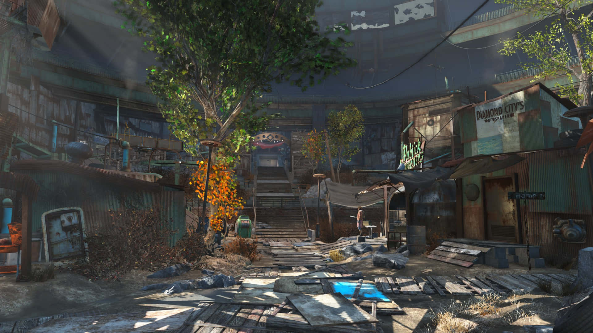 Diamond City, 1920 x 1080, autumn trees, Full HD Desktop Wallpaper