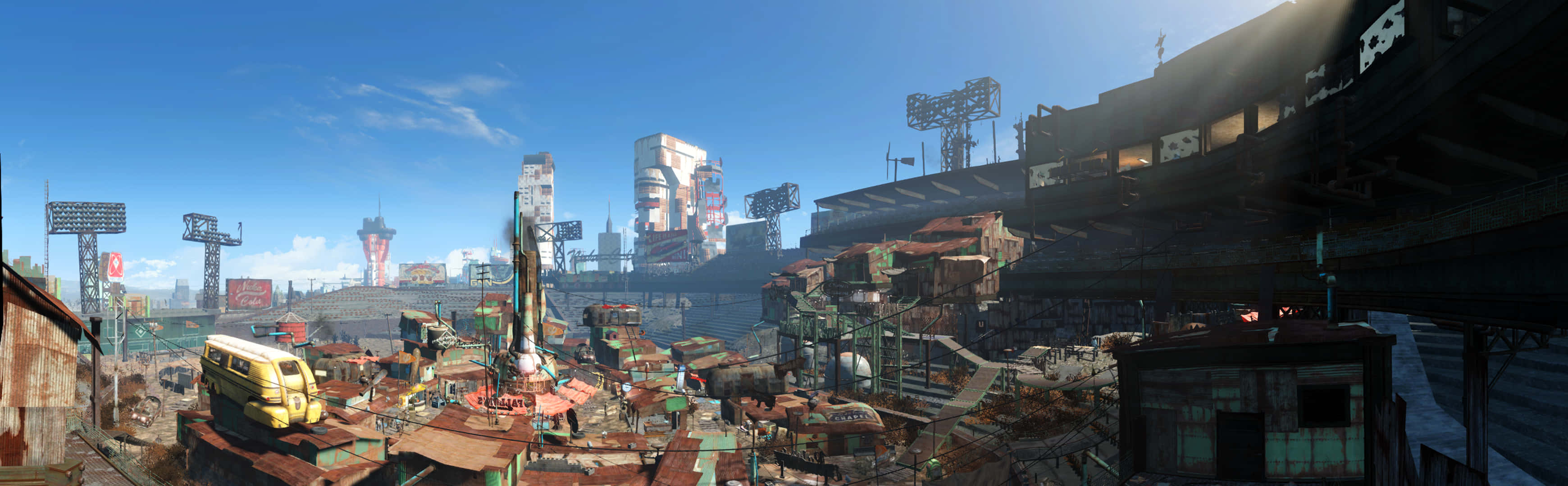 Diamond City, twilight, futuristic cityscape, 2K Desktop Wallpaper