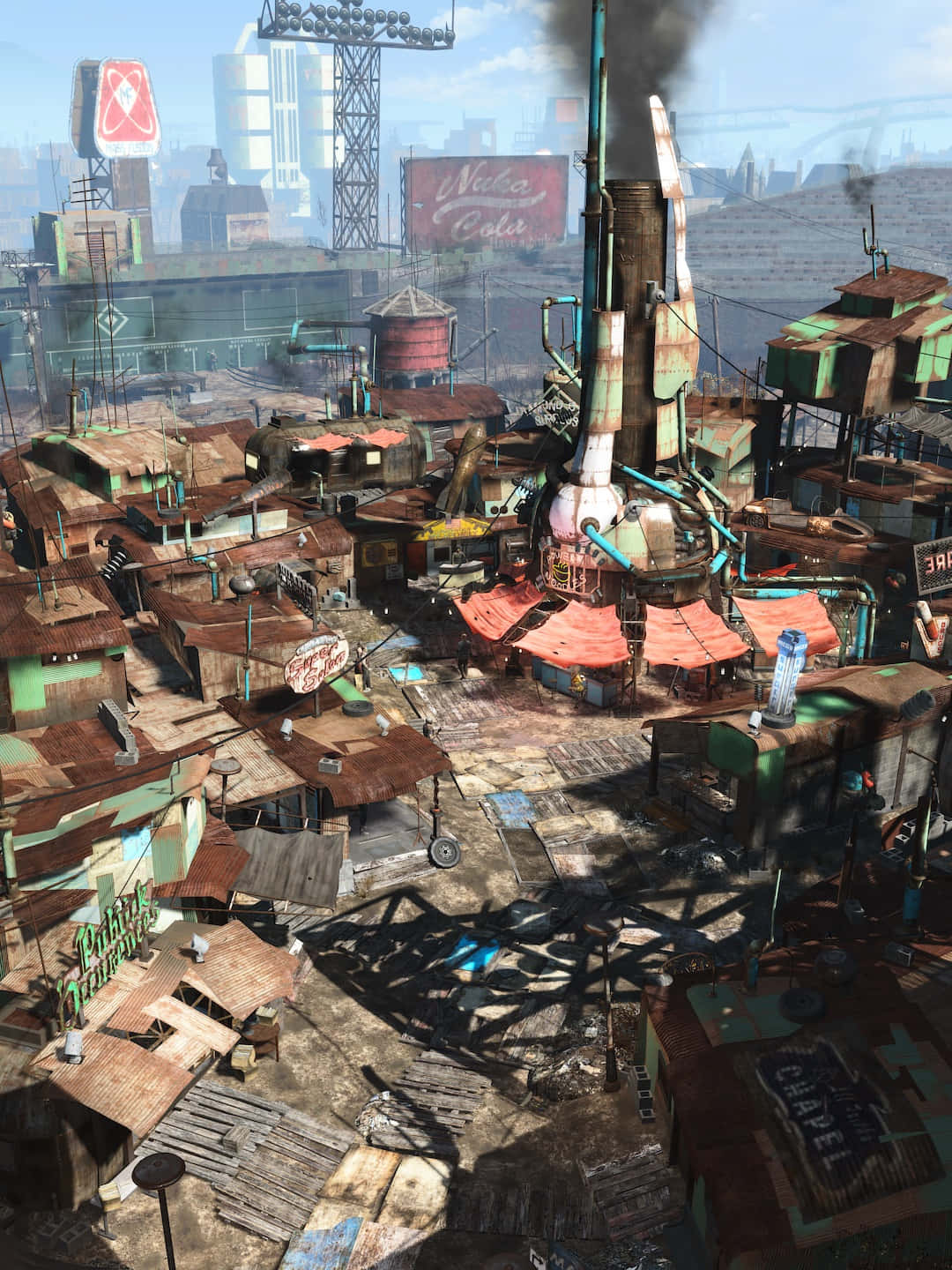 Diamond City, aerial view, decaying, HD Phone Wallpaper