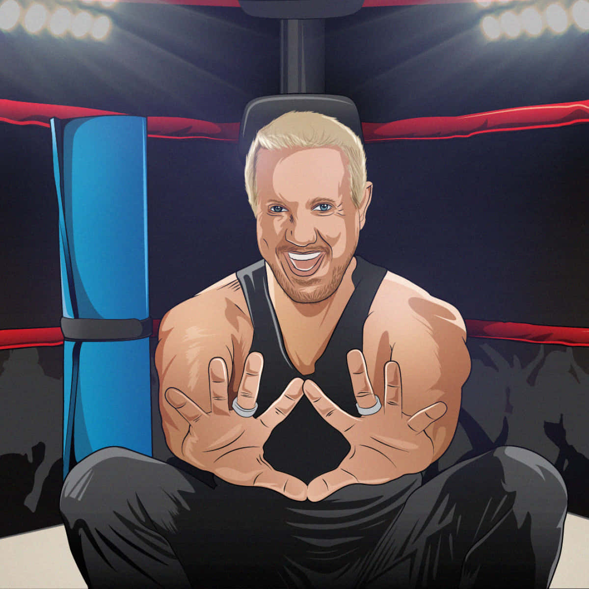Diamond Dallas Page, cartoon drawing, black tank top, SD Desktop Wallpaper