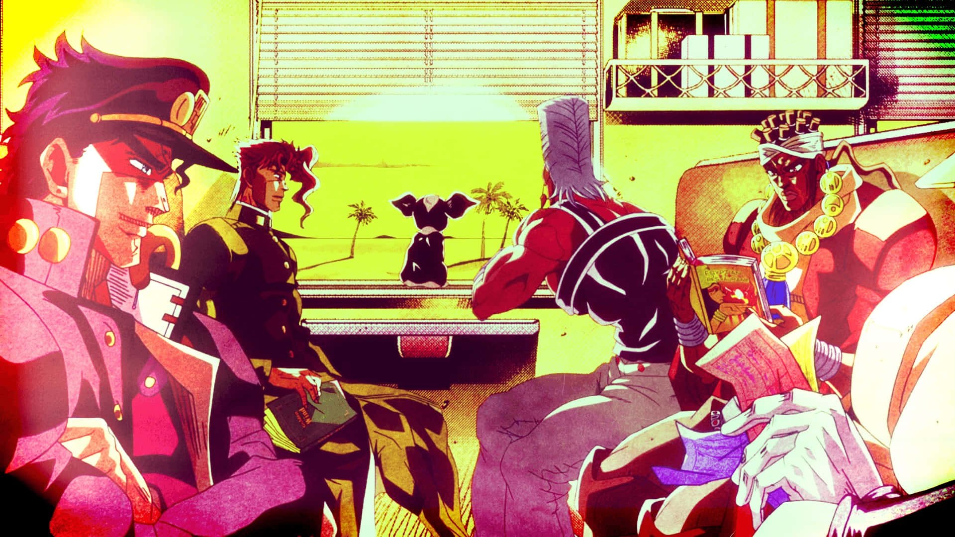 Diamond Is Unbreakable, anime cast, sunlit room, Full HD Desktop Wallpaper