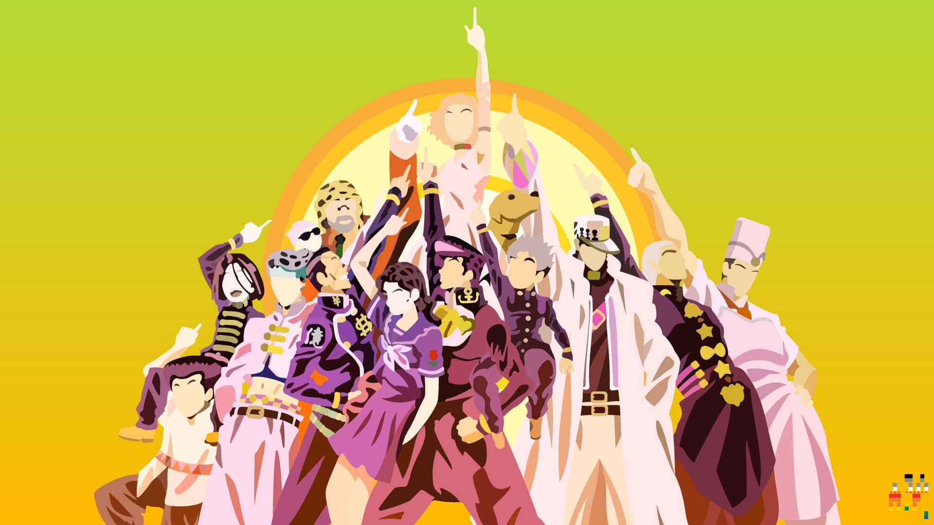 Diamond Is Unbreakable, anime characters, colorful outfits, Full HD Desktop Wallpaper