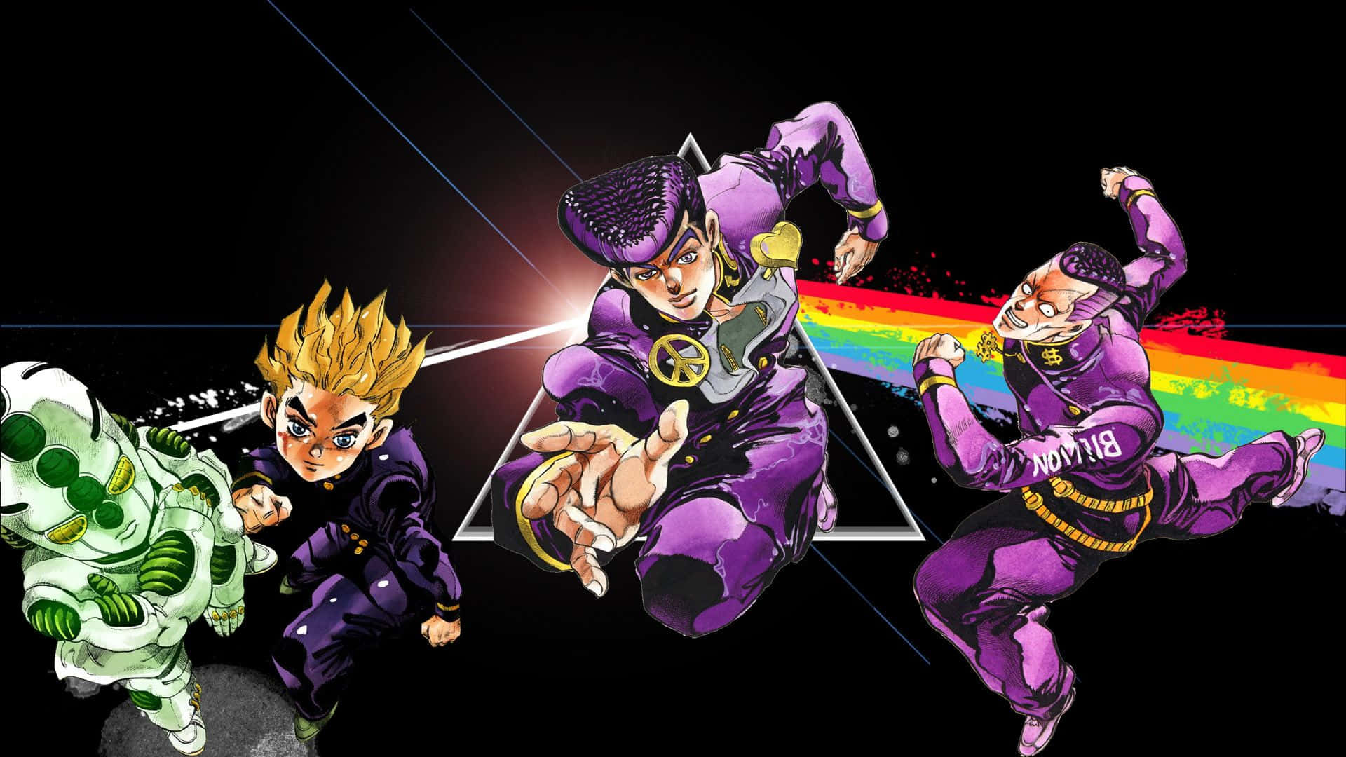 Diamond Is Unbreakable, black background, rainbow slash, Full HD Desktop Wallpaper