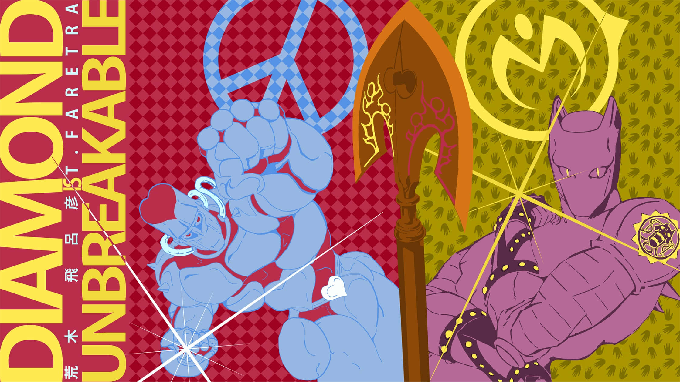 Diamond Is Unbreakable, anime characters, peace symbols, Full HD Desktop Wallpaper
