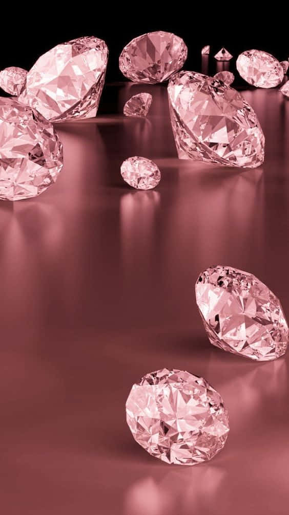 pink diamonds, black background, glossy, SD Phone Wallpaper