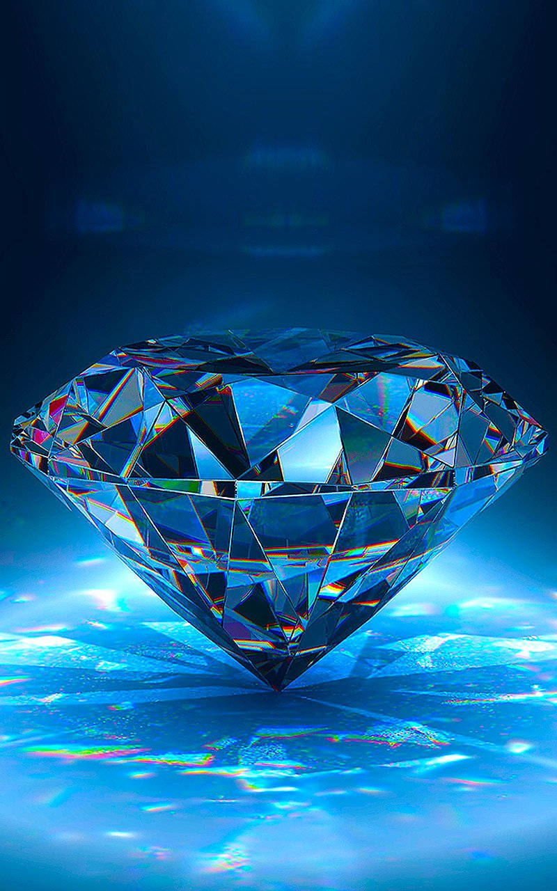 4d crystal diamond, blue diamond, rainbow reflections, HD Phone Wallpaper