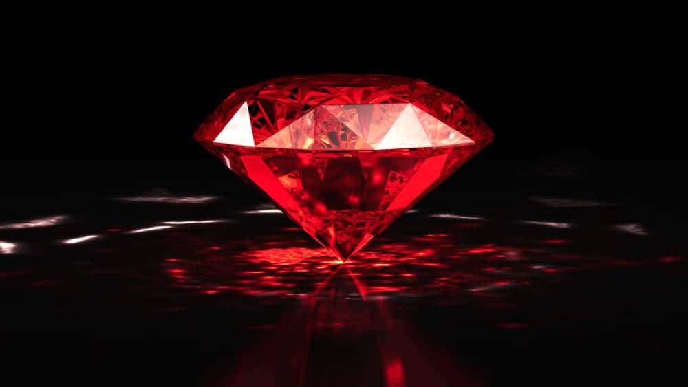 red diamond, glossy surface, black background, SD Desktop Wallpaper