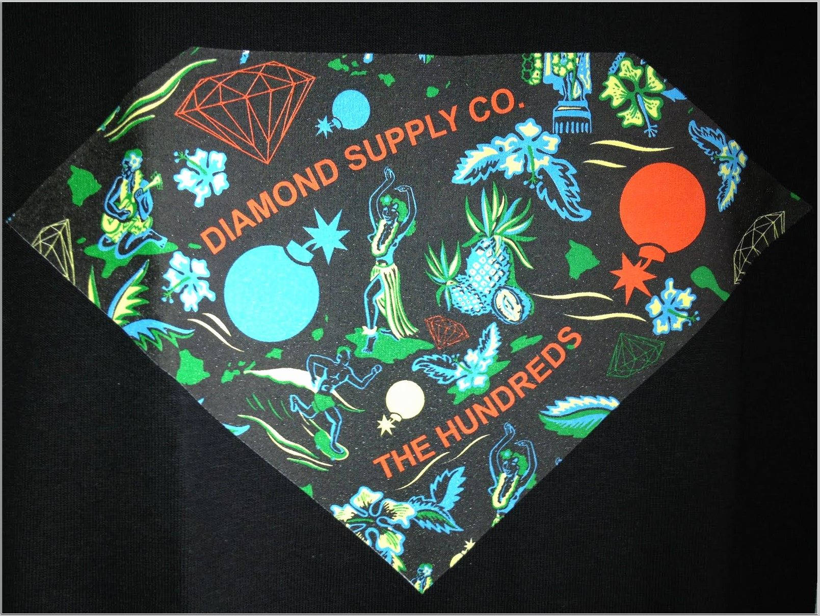 Diamond Supply Co, neon patterned bandana, tropical motifs, HD Desktop Wallpaper
