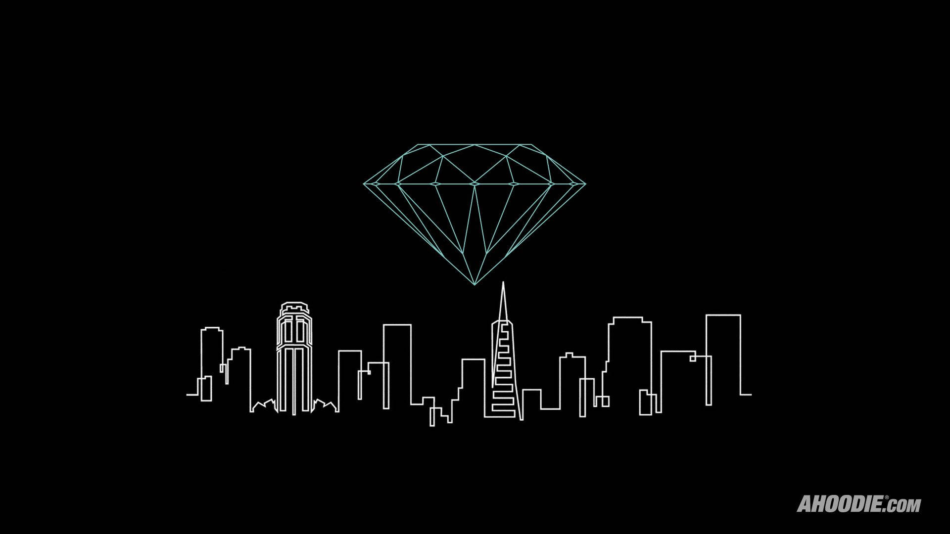 Diamond Supply Co, city skyline, glowing geometric diamond, Full HD Desktop Wallpaper