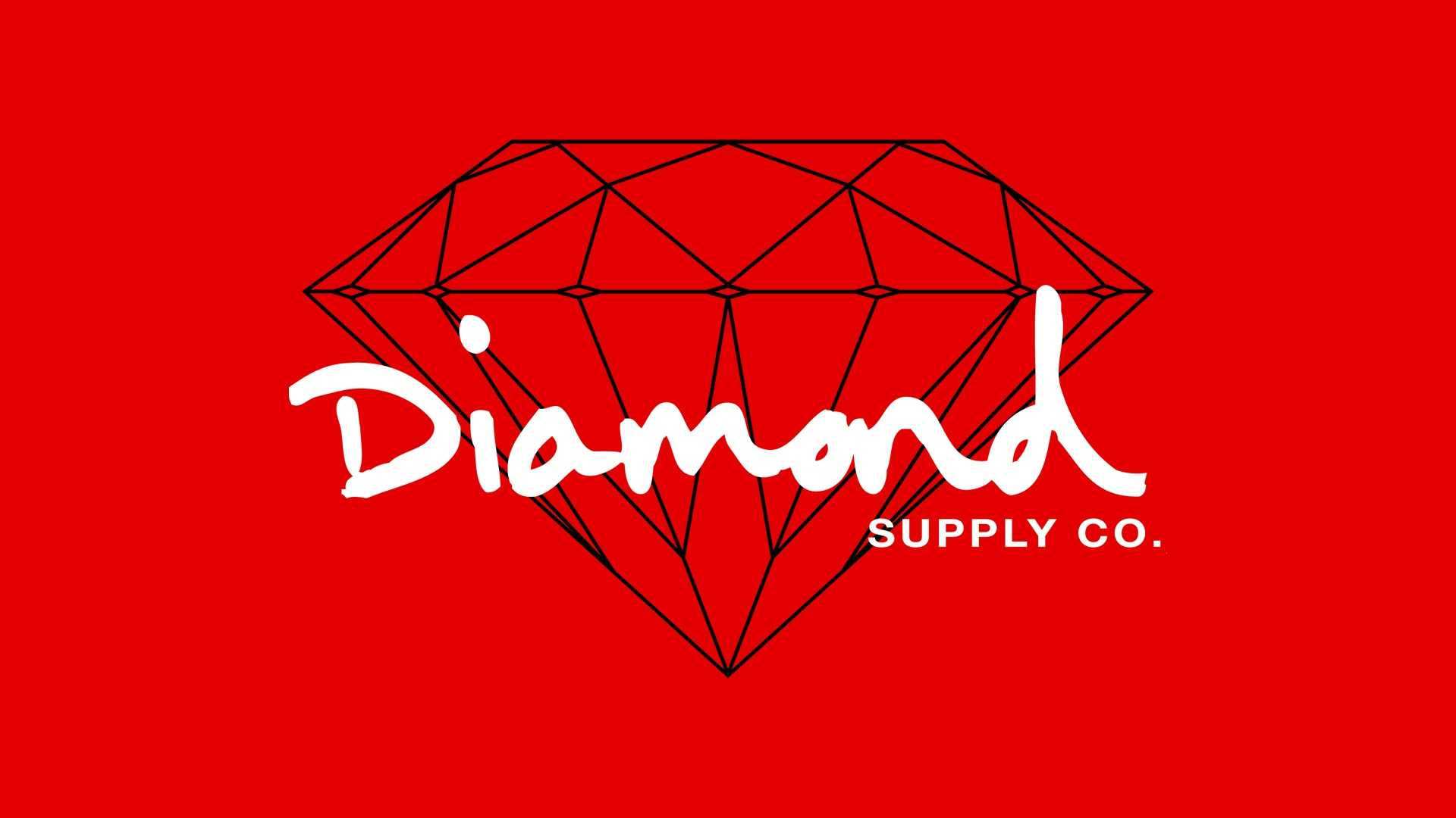 Diamond Supply Co, red, black line-drawn diamond outline, Full HD Desktop Wallpaper