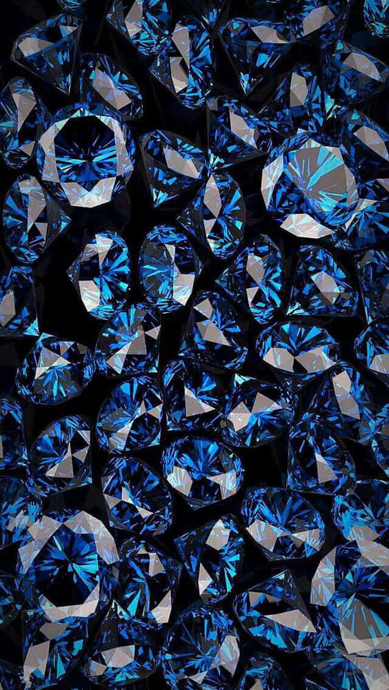 Blue Diamond, faceted blue gemstones, black background, SD Phone Wallpaper