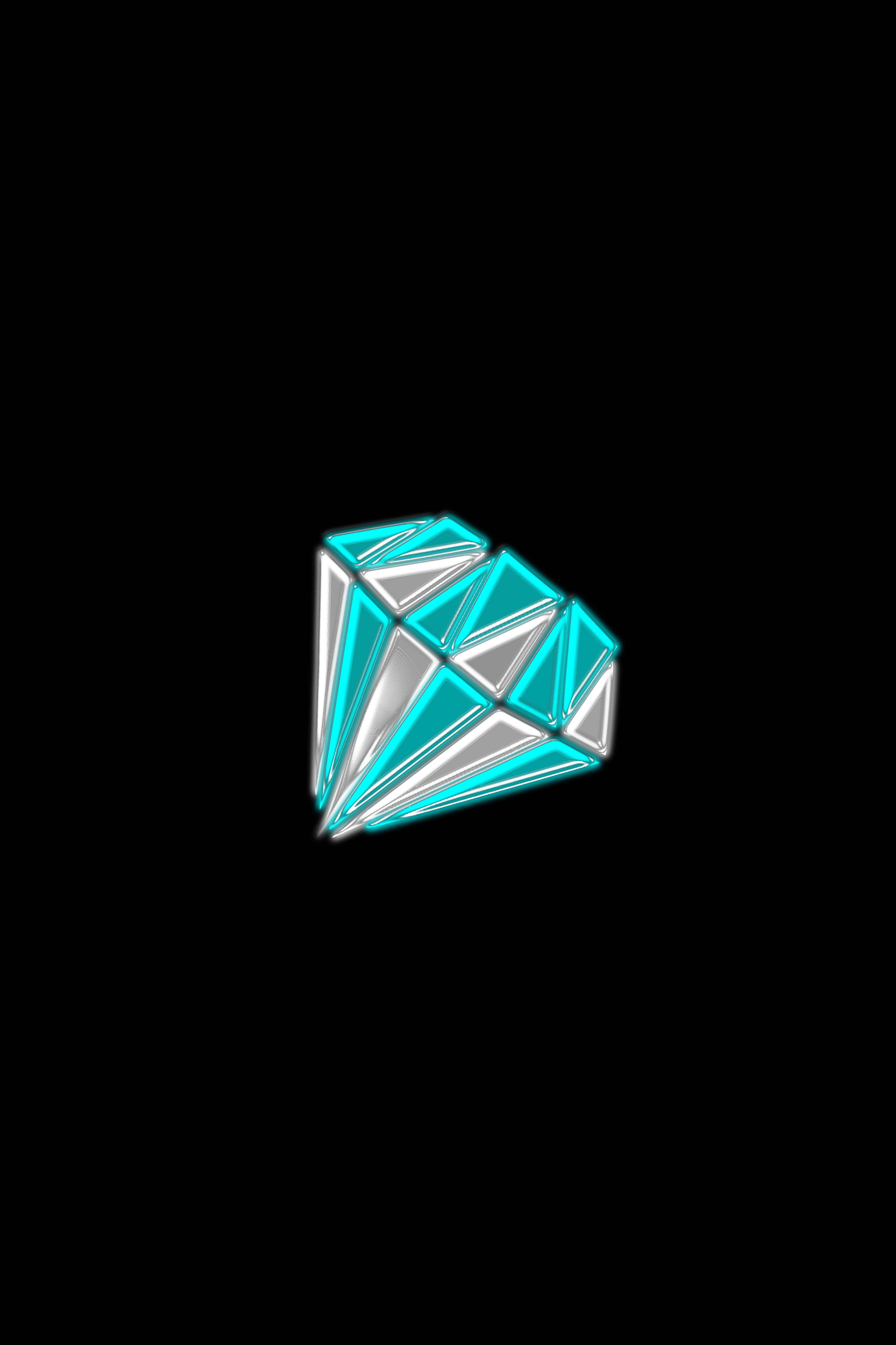neon diamond, cyan, silver, 5K Phone Wallpaper