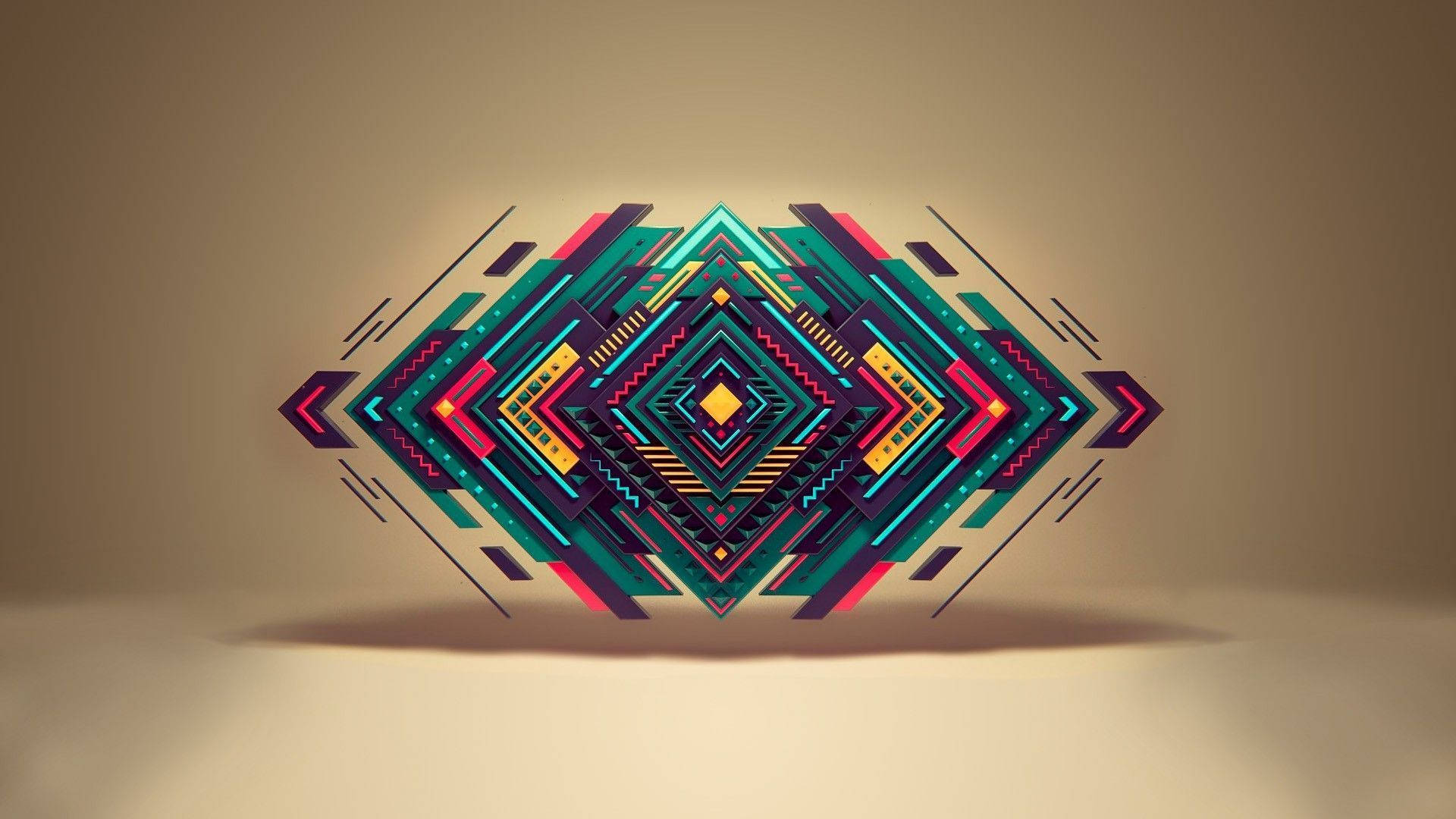 abstract geometric diamond art, teal, pink, Full HD Desktop Wallpaper