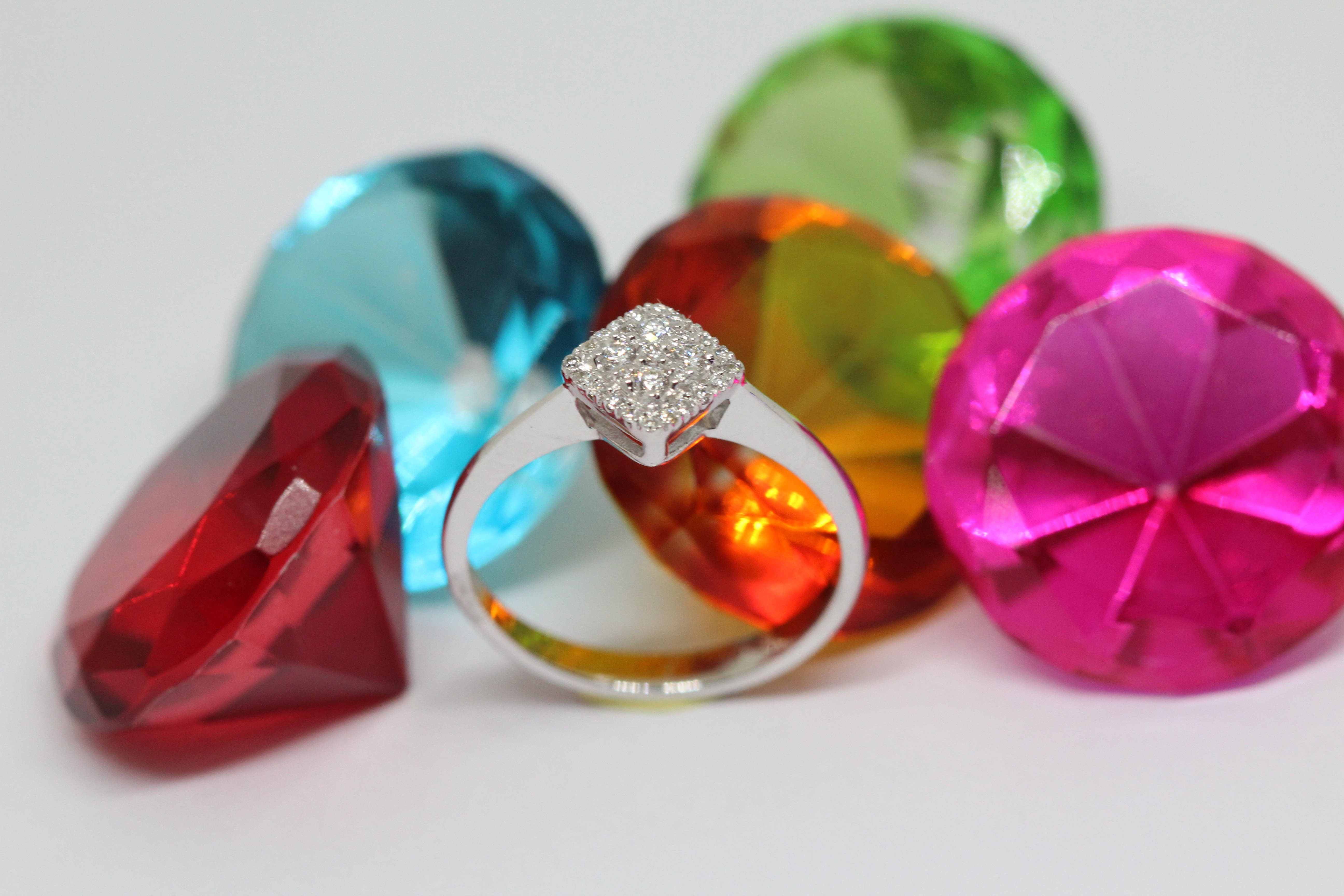 diamond ring, silver, red, 5K Desktop Wallpaper