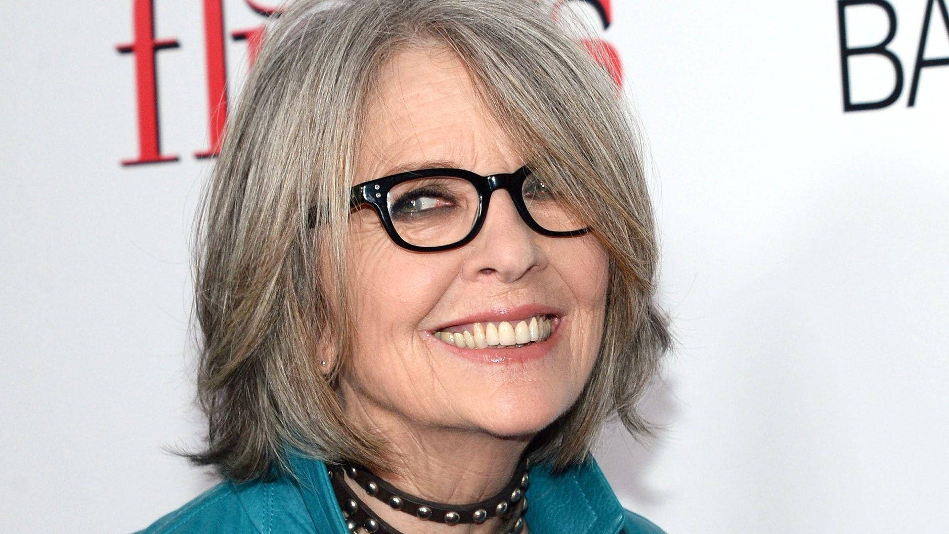 Diane Keaton, gray hair, black glasses, Full HD Desktop Wallpaper
