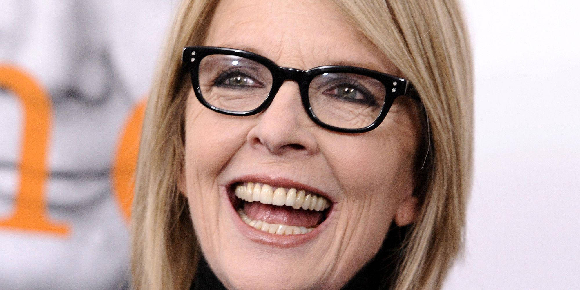 Diane Keaton, blonde hair, black-rimmed glasses, Full HD Desktop Wallpaper