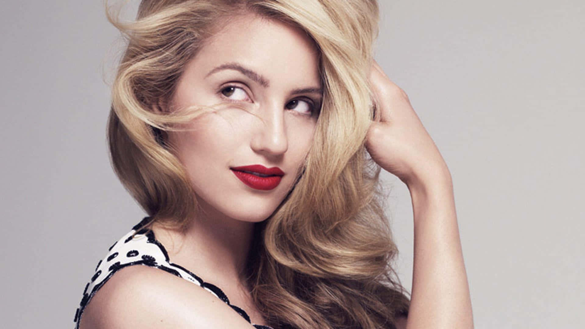 Dianna Agron, blonde woman, red lips, Full HD Desktop Wallpaper