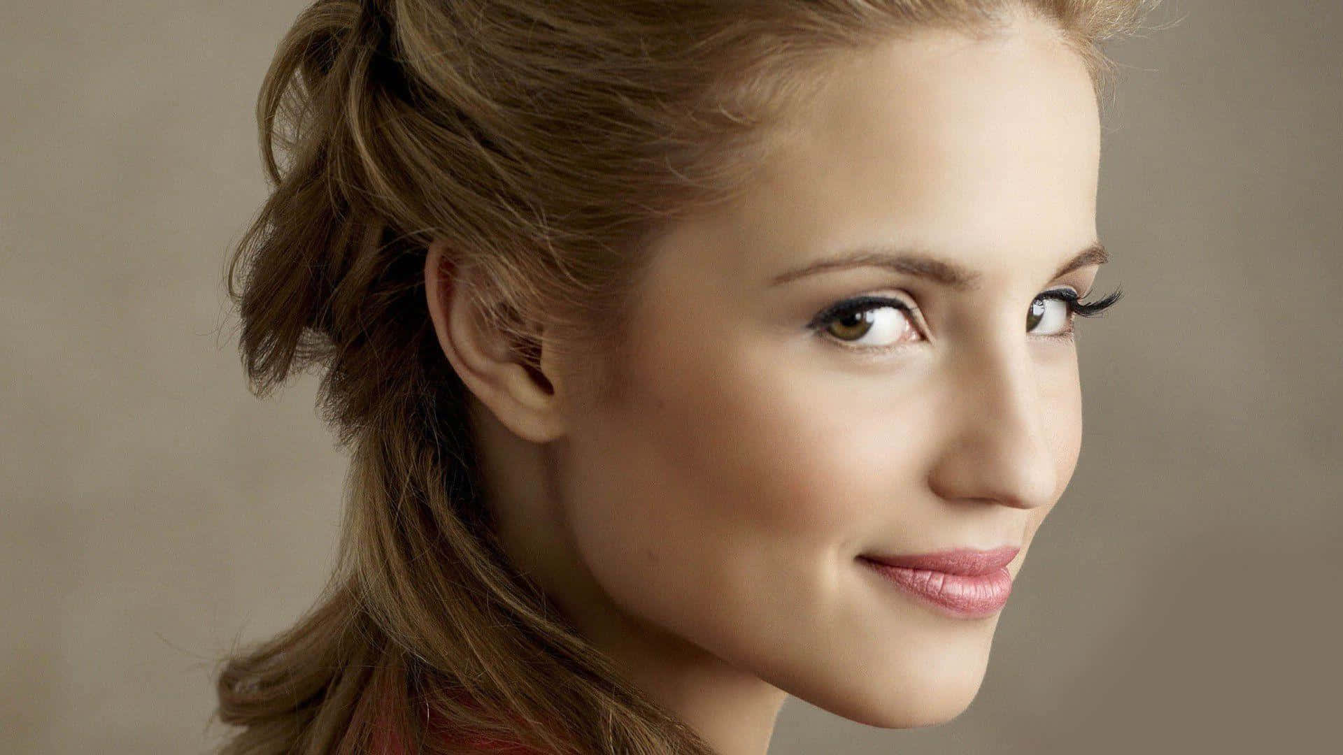 Dianna Agron, red dress, half-updo, Full HD Desktop Wallpaper