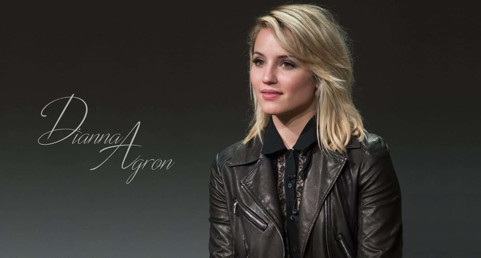Dianna Agron, black leather jacket, dark gradient background, HD Desktop Wallpaper