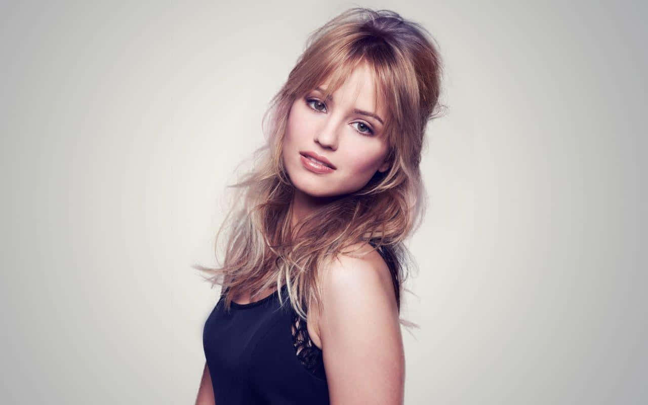 Dianna Agron, tousled blonde hair, black top, HD Desktop Wallpaper