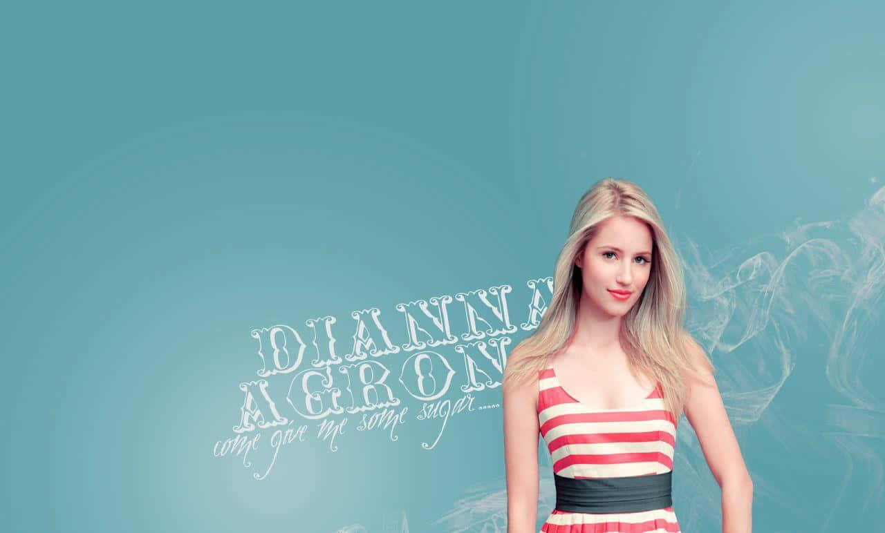 Dianna Agron, red and white striped dress, soft teal background, HD Desktop Wallpaper