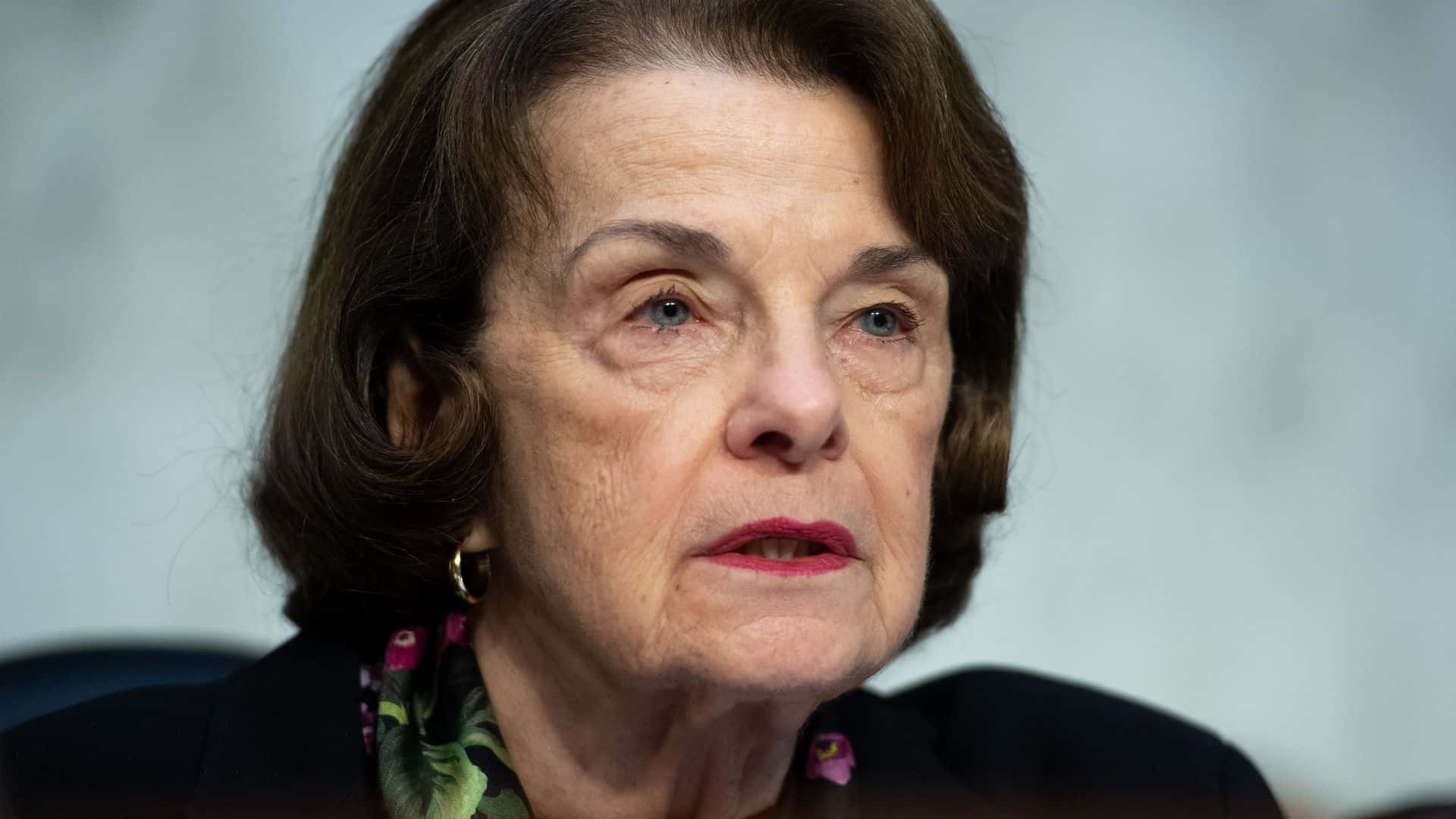 Dianne Feinstein, red lipstick, close-up portrait, Full HD Desktop Wallpaper