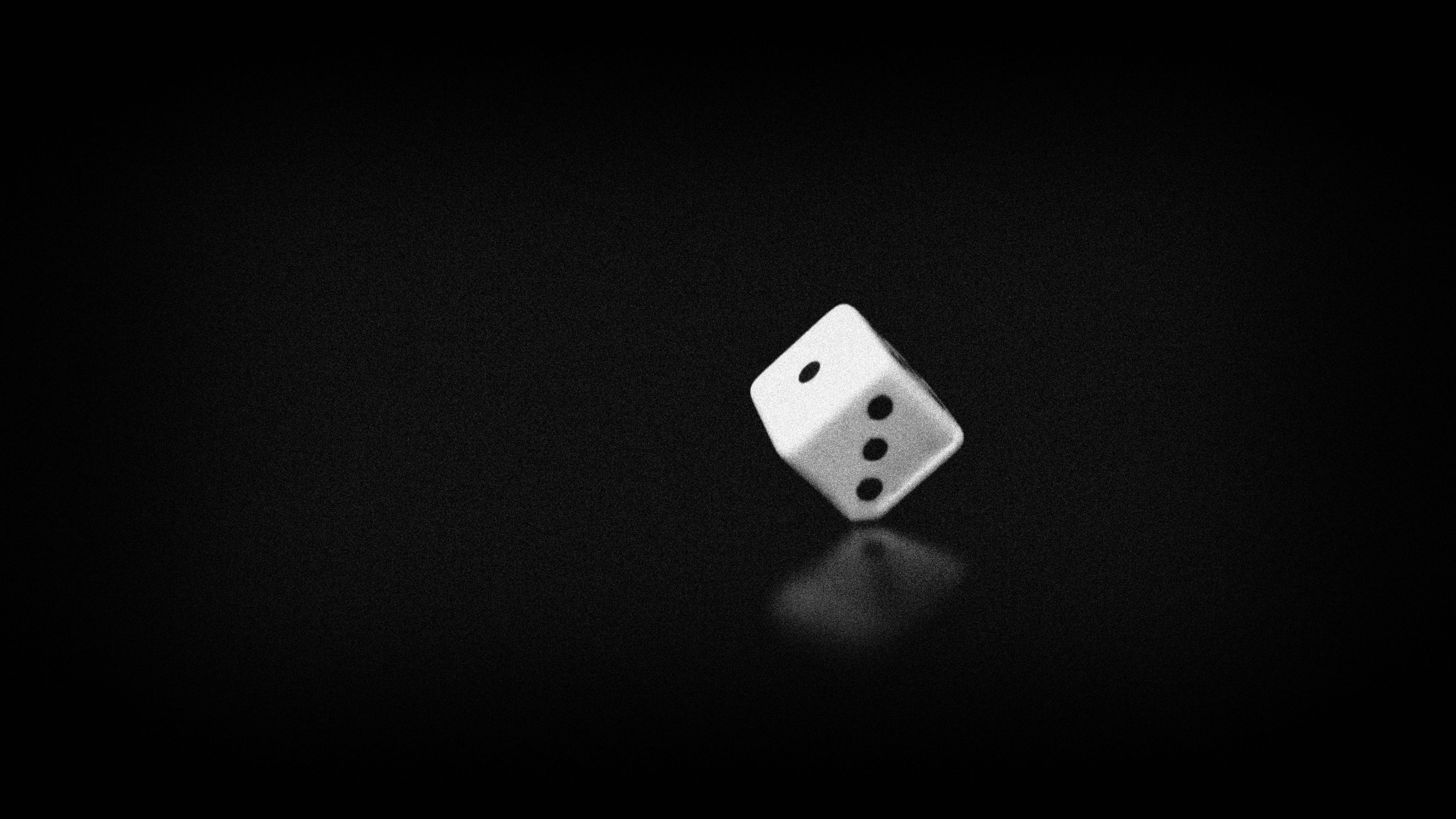 4K Ultra HD, black background, white die, 5K Desktop Wallpaper
