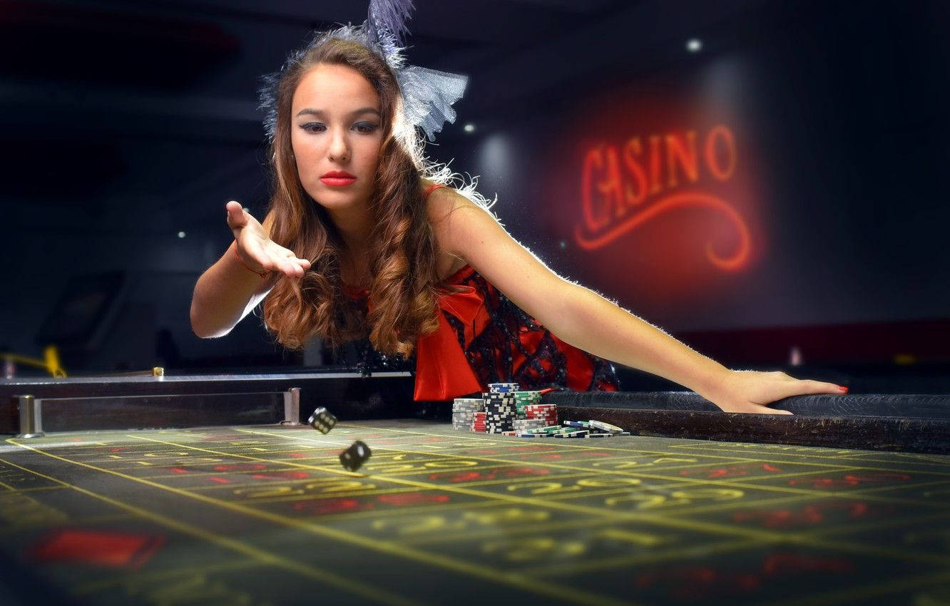 brown haired woman, dice, craps table, HD Desktop Wallpaper