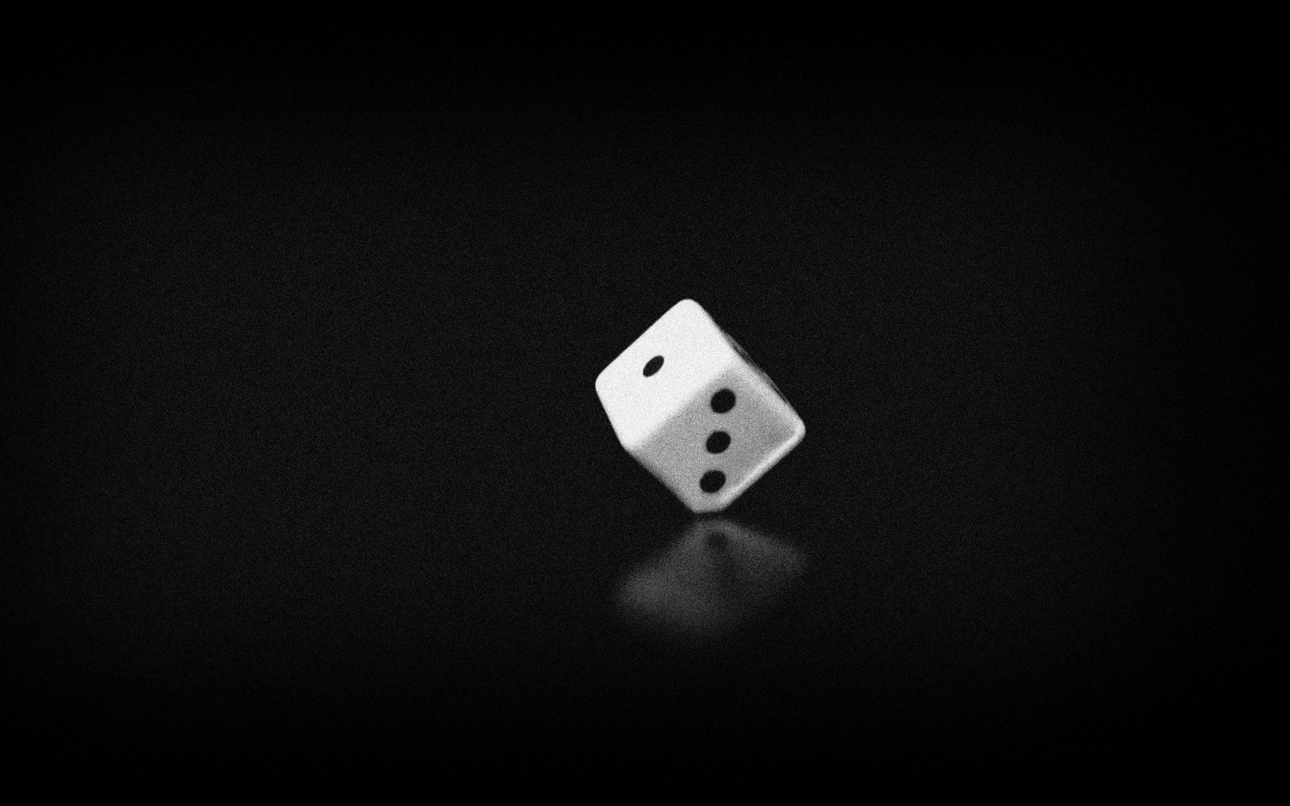 minimalist background, black, white die, 2K Desktop Wallpaper