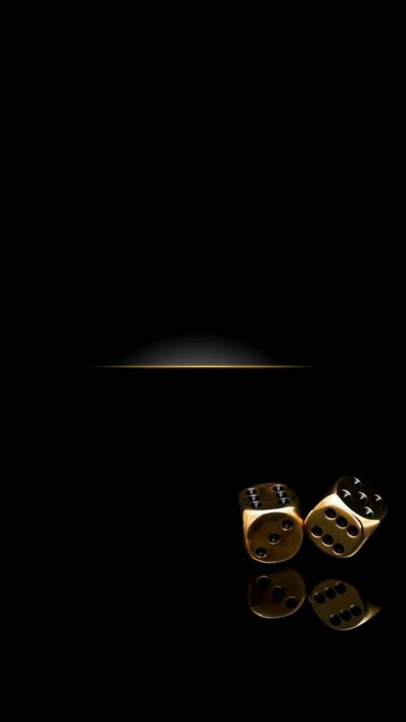 Dark Theme Gold Metallic Dice, gold metallic, reflective surface, HD Phone Wallpaper
