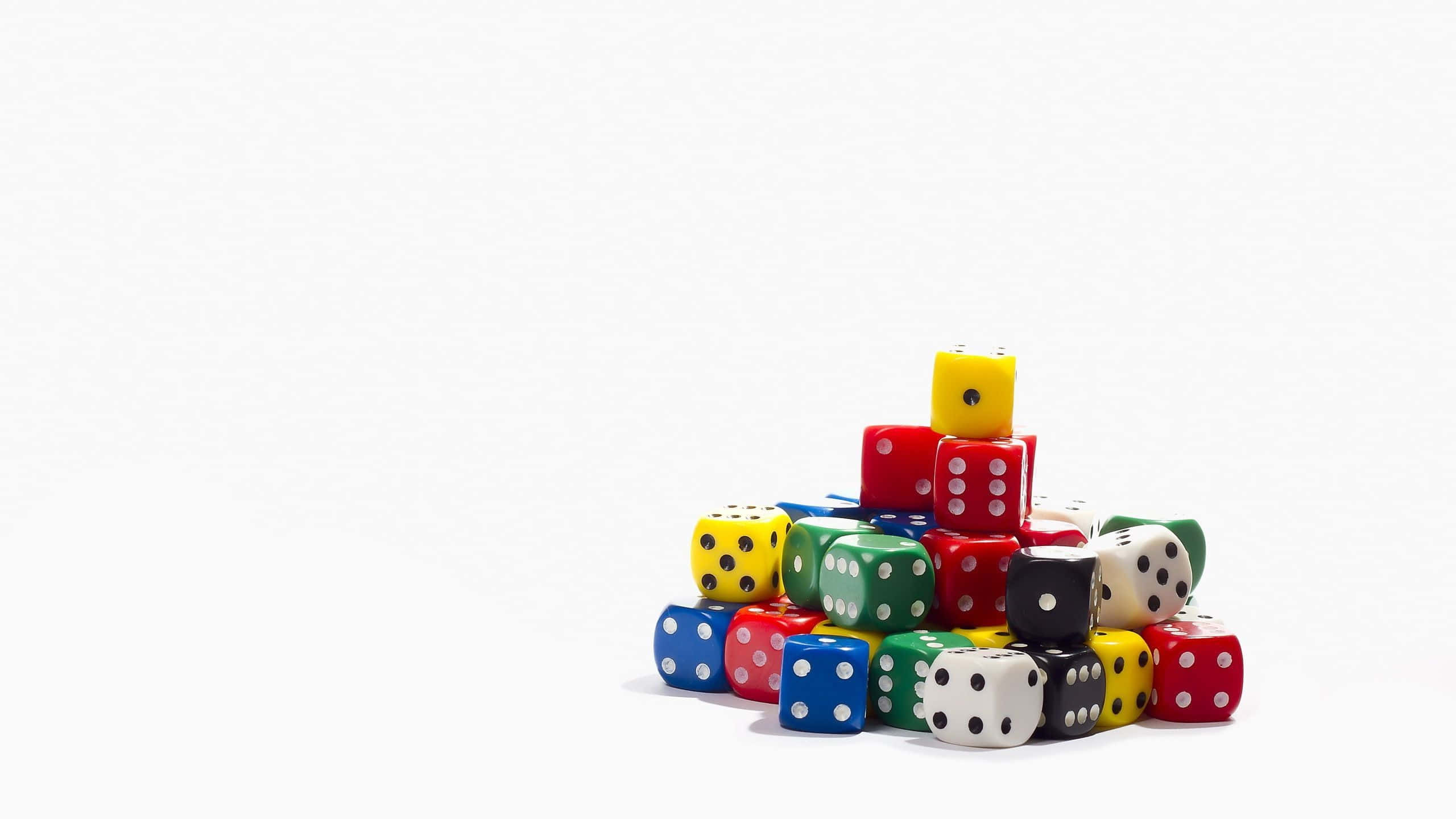 colorful dice, pyramid, assorted colored dice, 2K Desktop Wallpaper