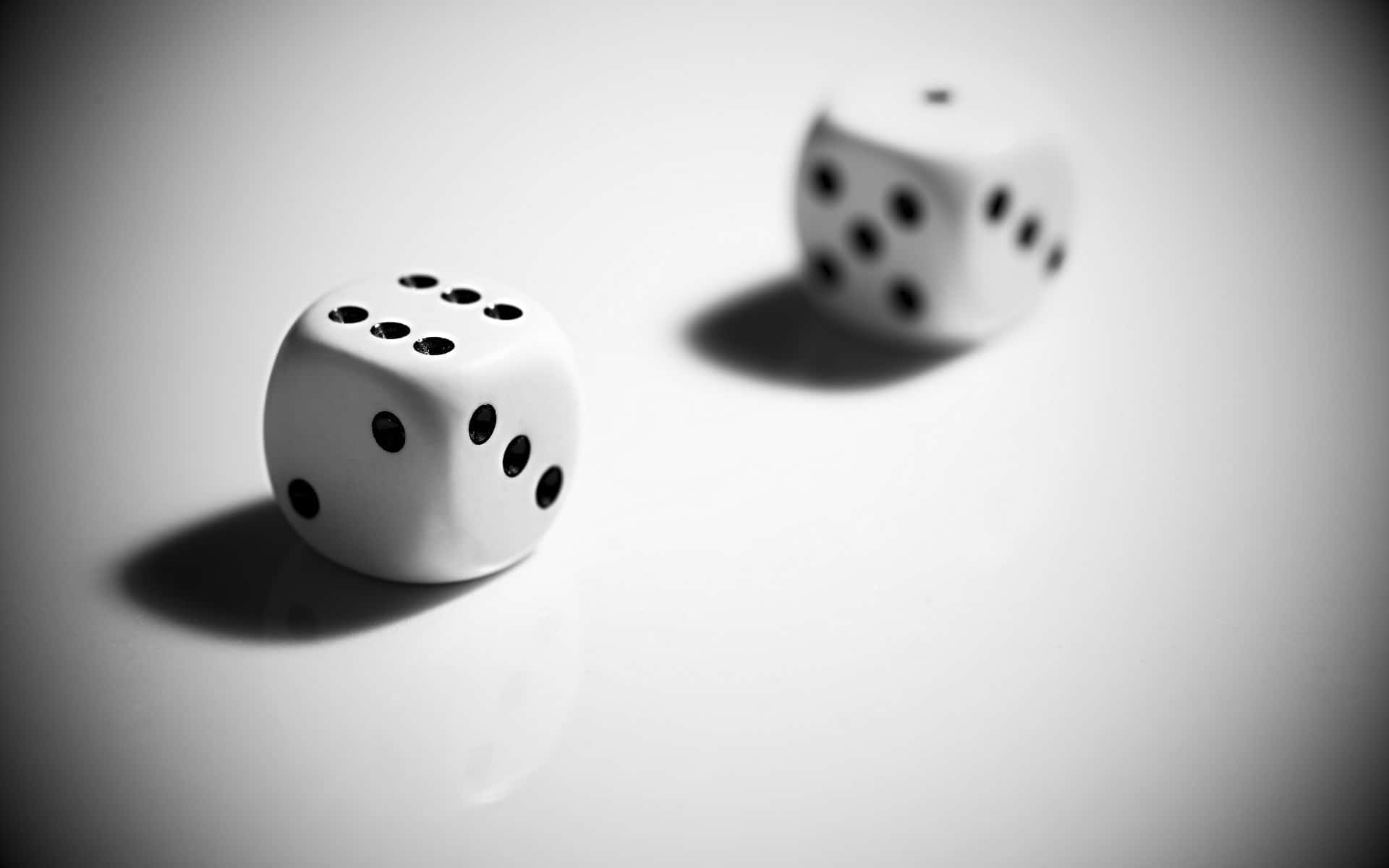 monochrome, white dice, reflective surface, Full HD Desktop Wallpaper