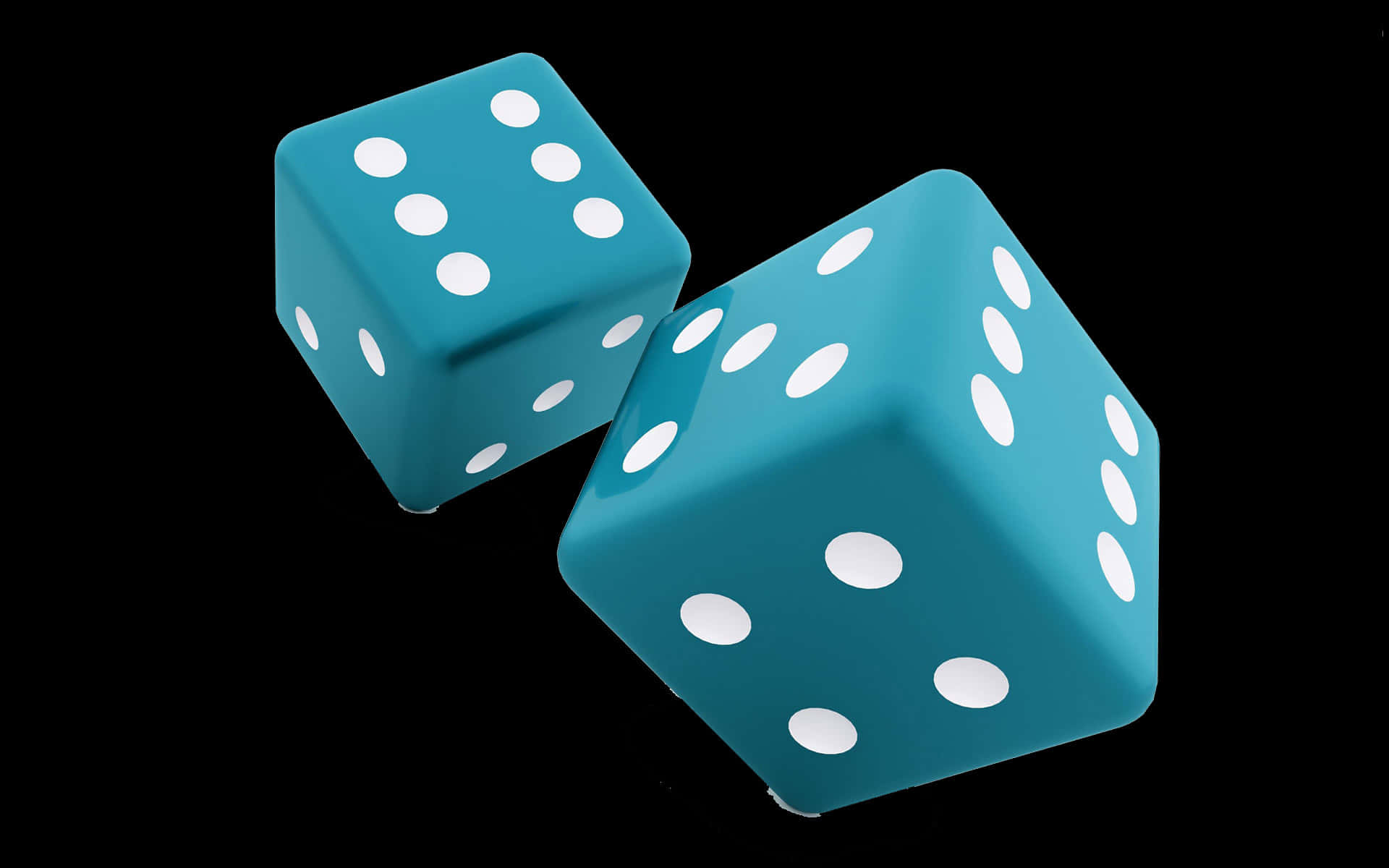 blue dice, glossy teal dice, white dots, Full HD Desktop Wallpaper