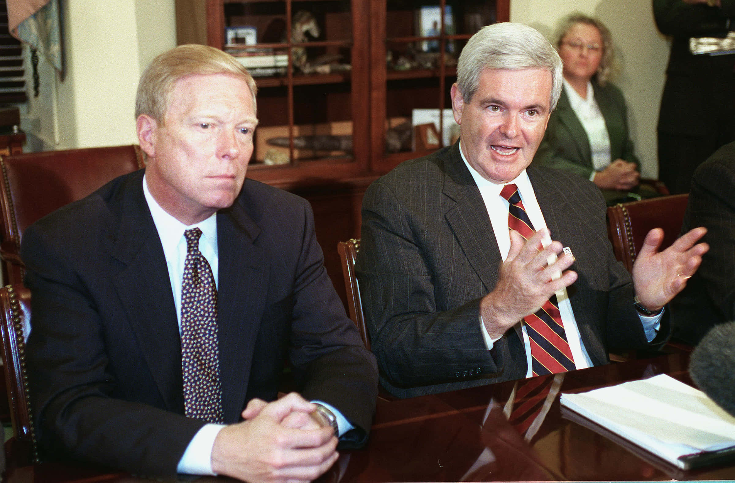 Dick Gephardt, suits, polished wooden table, Full HD Desktop Wallpaper