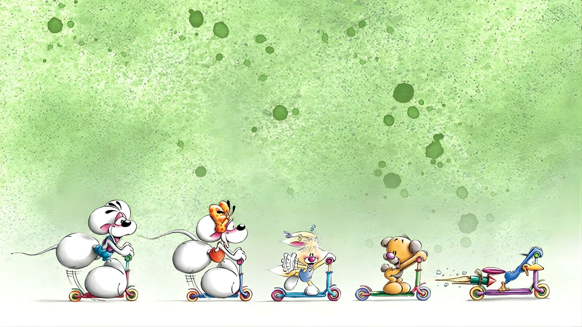 Diddl, friends, cartoon mice, Full HD Desktop Wallpaper