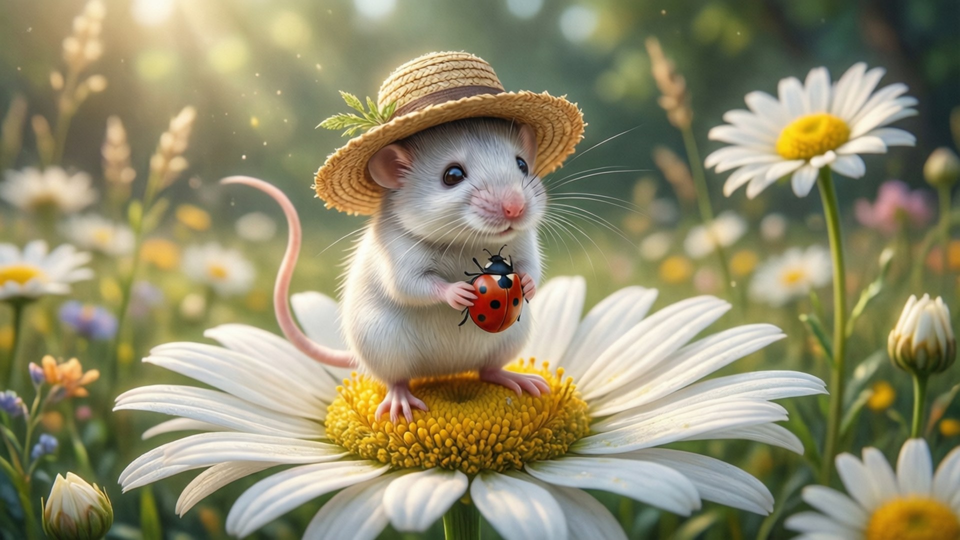 Diddl, daisy, sunny meadow, Full HD Desktop Wallpaper