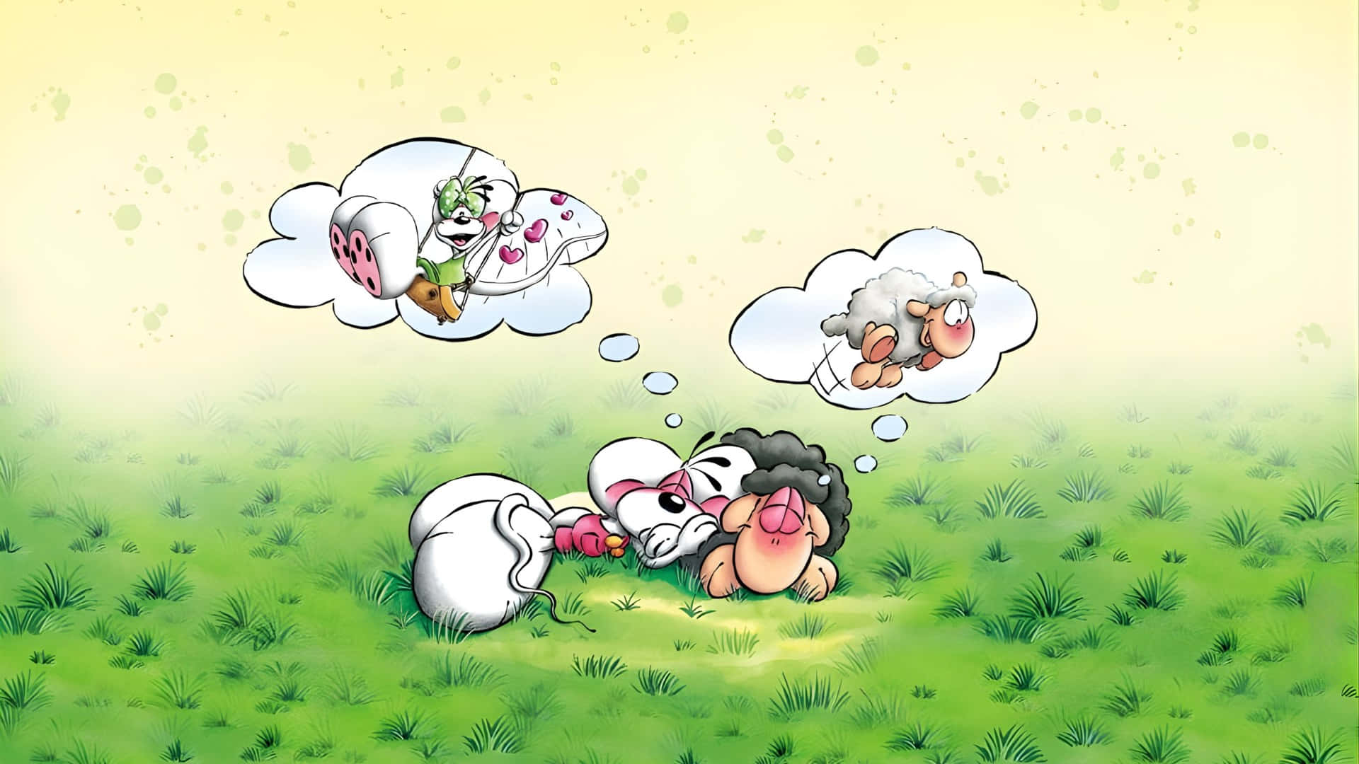 Diddl, cartoon child, animals, Full HD Desktop Wallpaper