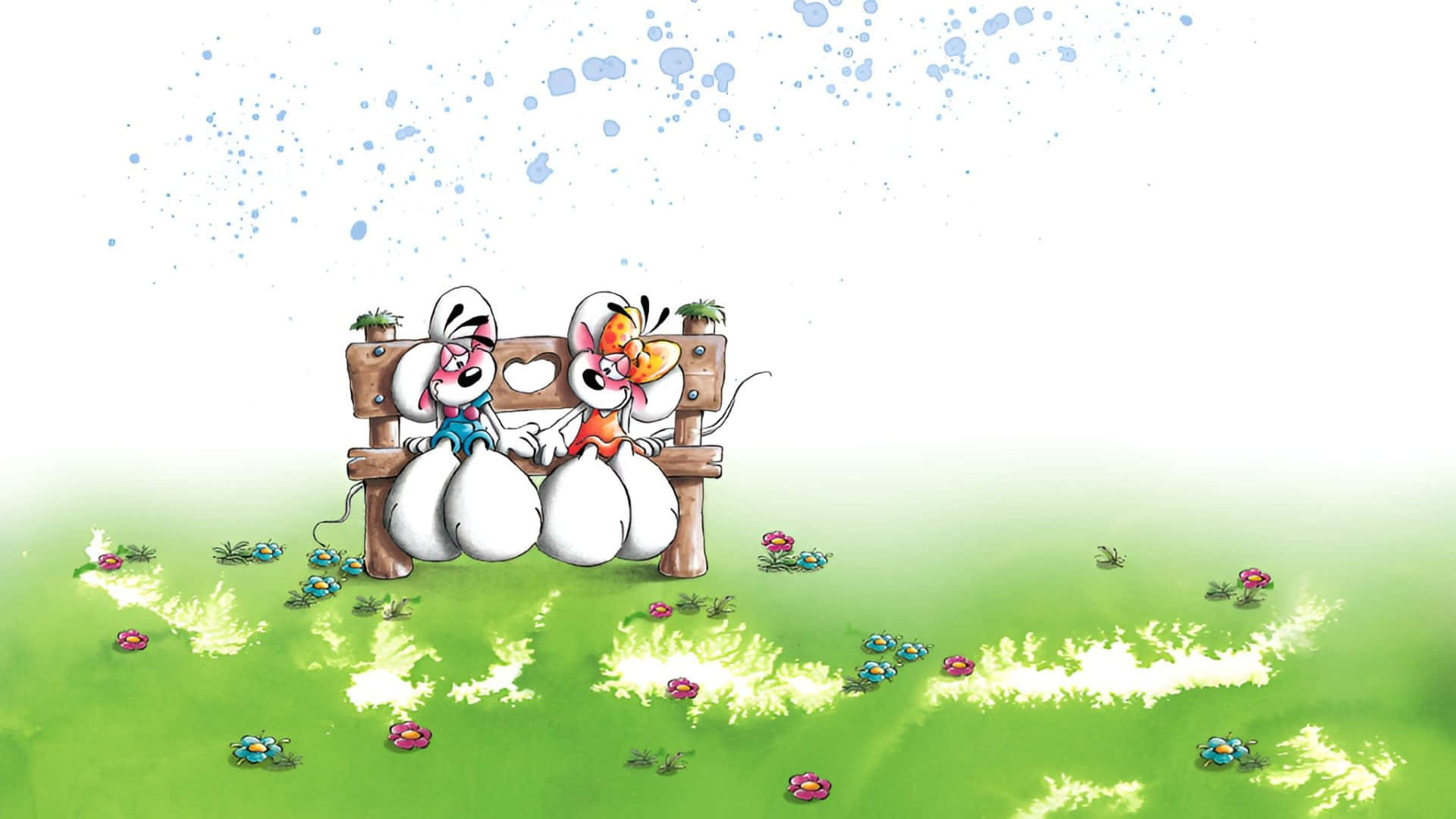 Diddl, cartoon mice, colorful outfits, Full HD Desktop Wallpaper
